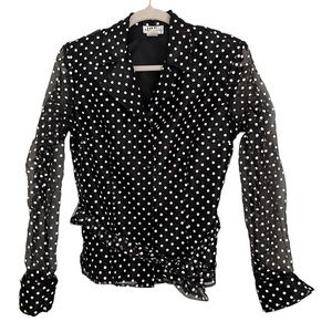 Vintage J.B.S. Ltd 80’s black w white polkadots blouse